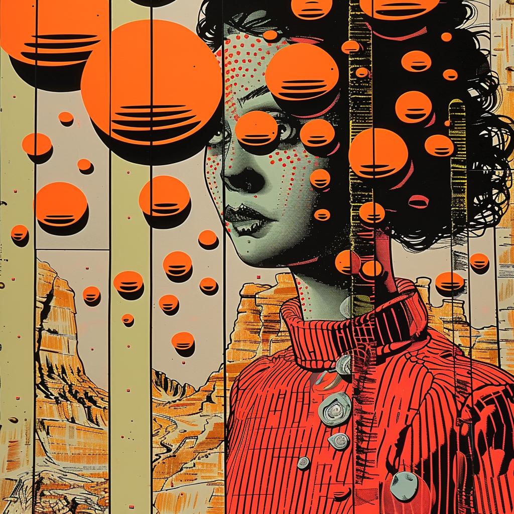 woman  orange  balls  head  art  creative  bold  colorful  design  concept 951172