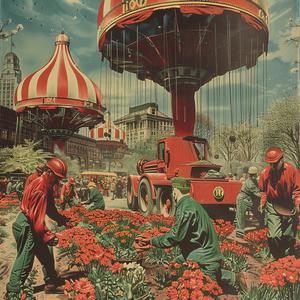 people  garden  painting  flowers  chromolithography  nature  community  art  outdoors  work 1052847