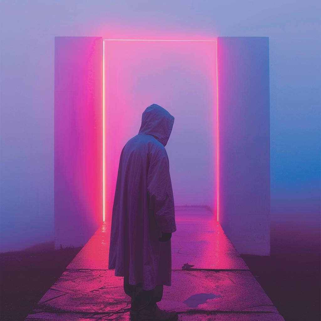 surreal  neon  album  cover  lights  man  pink  sign  creative  art 962603