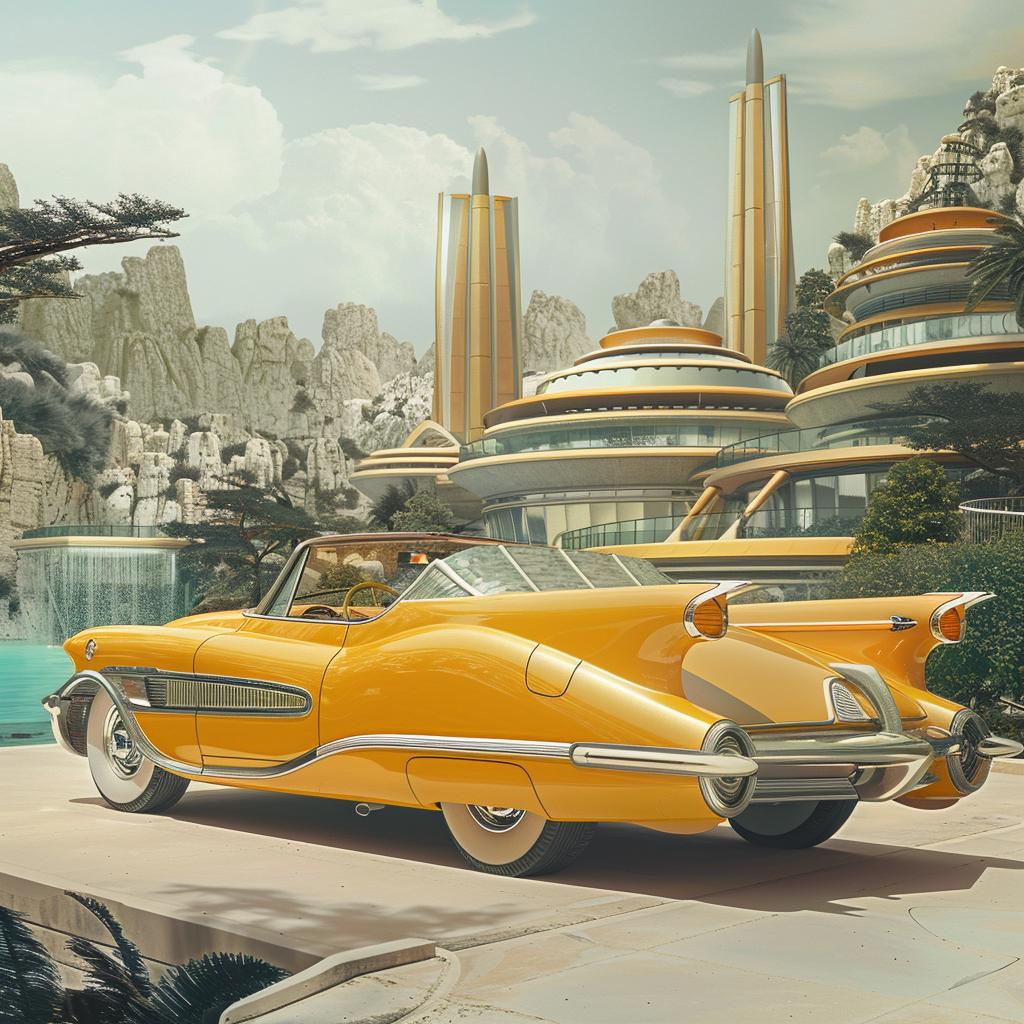 custom  car  futuristic  architecture  yellow  parked  city  automobile  design  style 944256