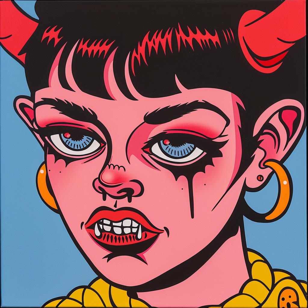 devil  character  red  horns  painting  Dan  Hipp  whimsical  illustration  fantastical 1024473