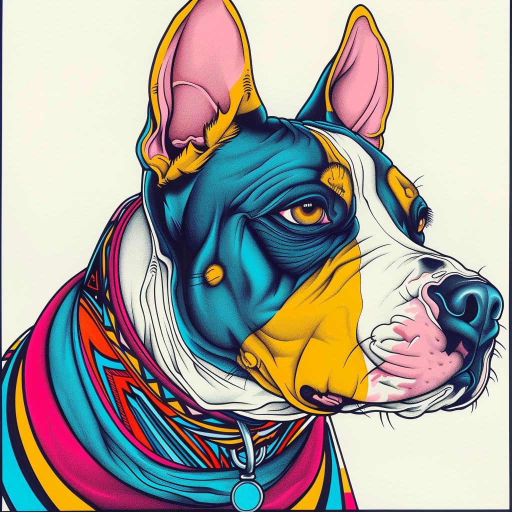 Bullterrier  dog  colorful  patterns  face  artistic  vivid  illustration  playful  unique 940908