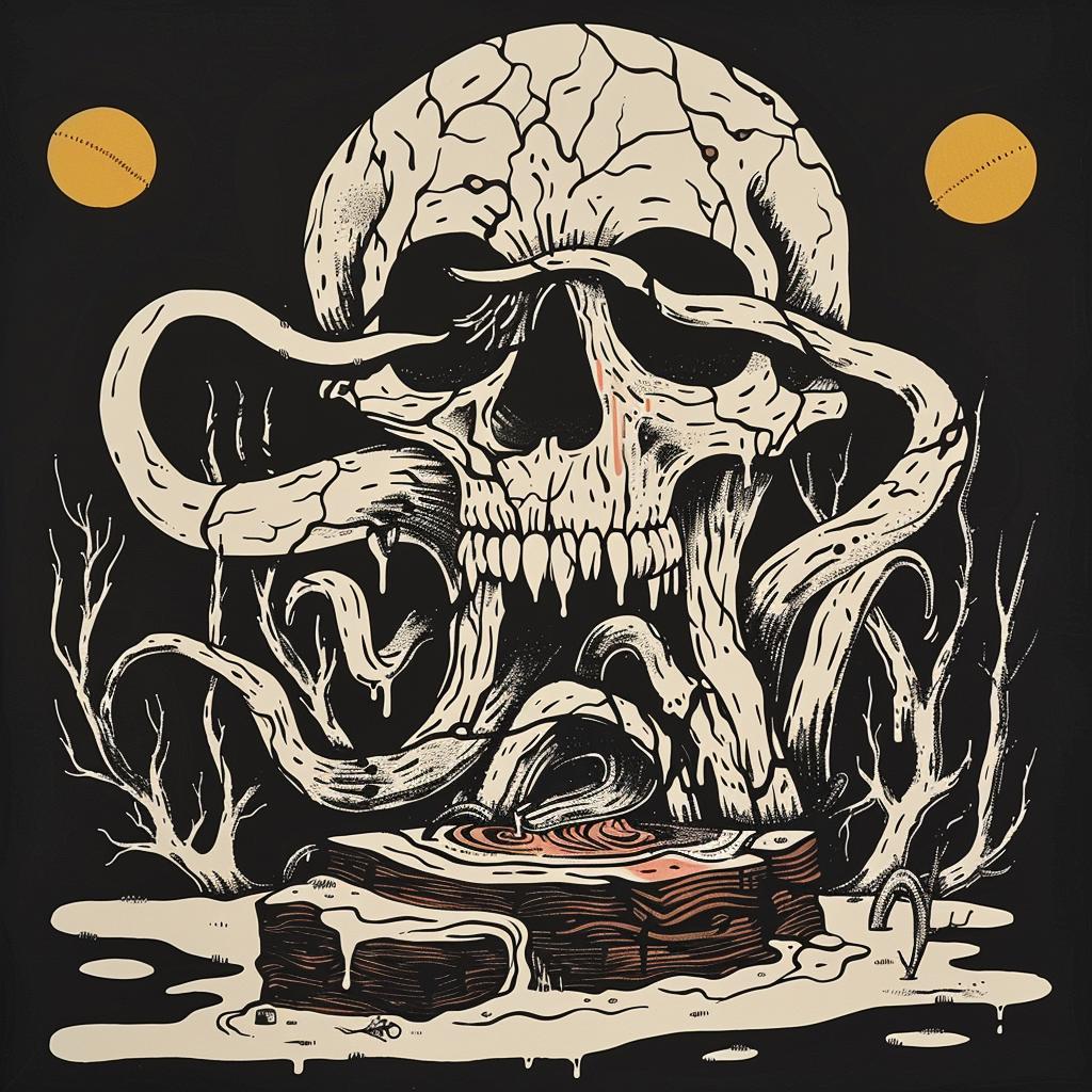 McFarlane  provocative  naturalistic  occult  skull  tree  black  background  dark  art 936238