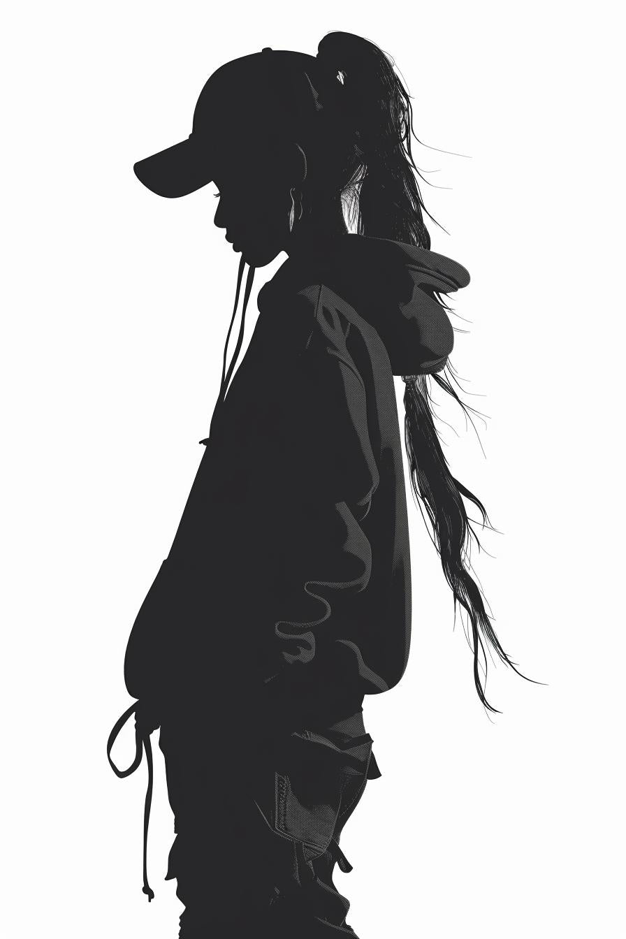 silhouette  woman  hoodie  cap  fashion  streetwear  illustration  vector  black  white 954471