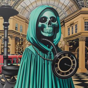 skeleton  hood  clock  dark  macabre  symbolic  character  dramatic  artistic  surreal 1037921