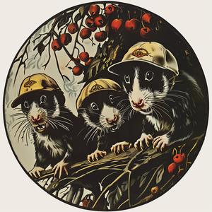 rodents  chromolithography  rats  hats  tree  branch  illustration  playful  nature  quirky 1050070