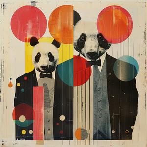 chromolithography  message  collage  panda  bears  suits  ties  Rodchenko  Kandinsky  art 1057716