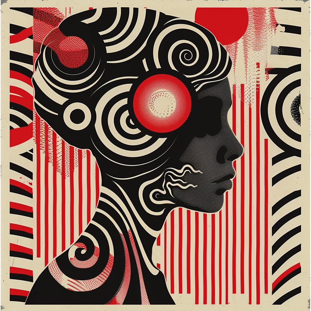 album  cover  red  cream  collage  patterns  vector  svg  woman  head 918215