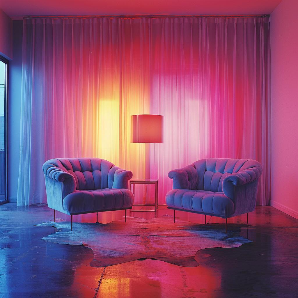 lighting  pink  blue  chairs  room  surreal  volumetric  photography  Andreas  Levers 1030715