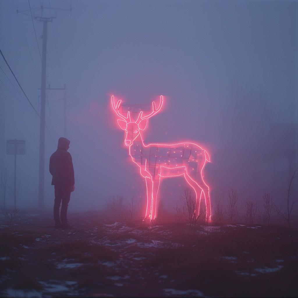 creative  surreal  neon  album  cover  man  deer  lights  Demna  Gvasalia 962563
