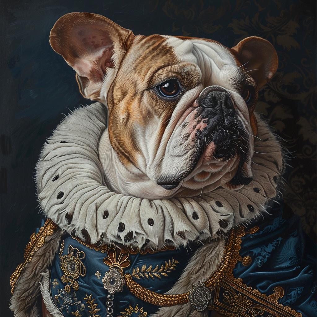 portrait  bulldog  royal  gouache  painting  artwork  custom  king  pet  canvas 953688