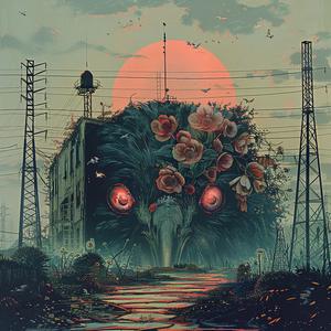 chromolithography  flowers  power  lines  nature  art  contrast  colorful  illustration  vibrant 1060370