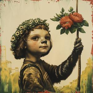 child  flower  painting  colorful  innocence  nature  portrait  chromolithography  whimsical  joy 1058010