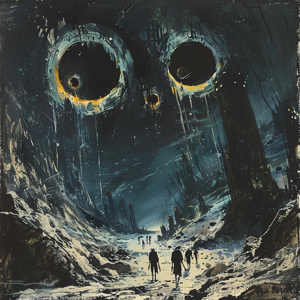 sci-fi  illustration  gouache  dark  vintage  epic  composition  alien  retro  artwork 922453