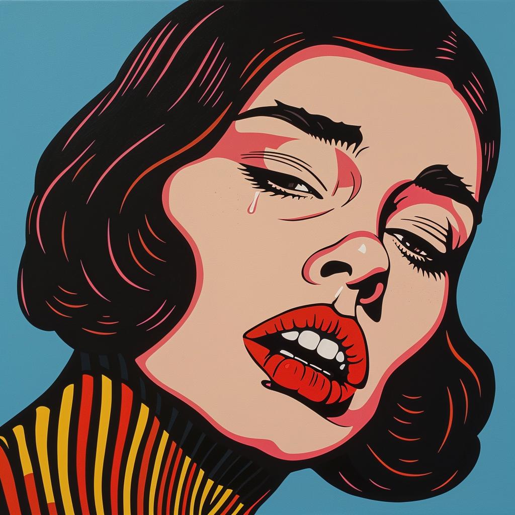 crying  woman  painting  red  lips  emotional  portrait  colorful  art  expression 1022353