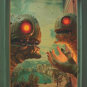 monsters  doorway  painting  chromolithography  fantasy  dramatic  surreal  colorful  character  mood 1040050