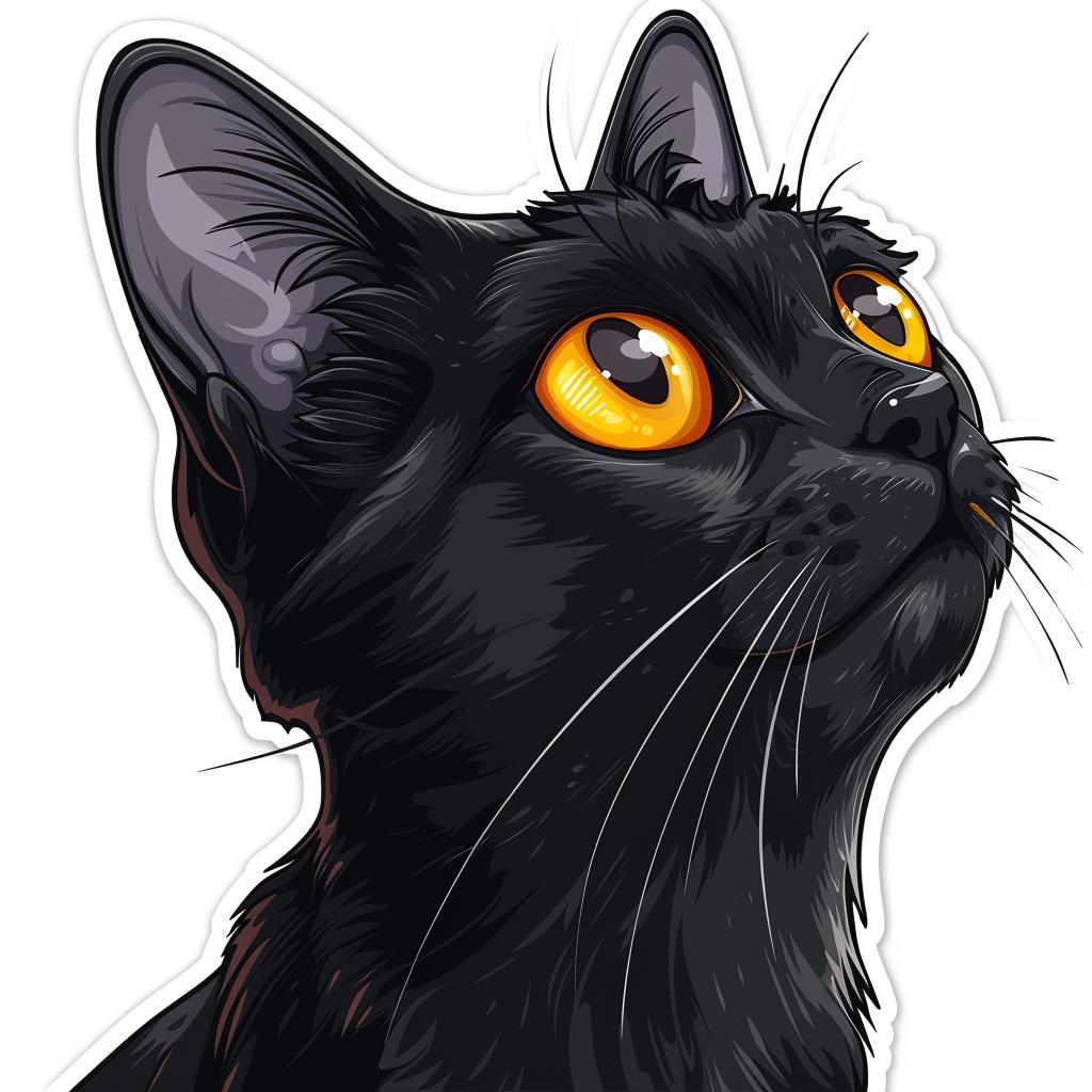 black  cat  yellow  eyes  sticker  ecstatic  warm  colors  detailed  contour 971962