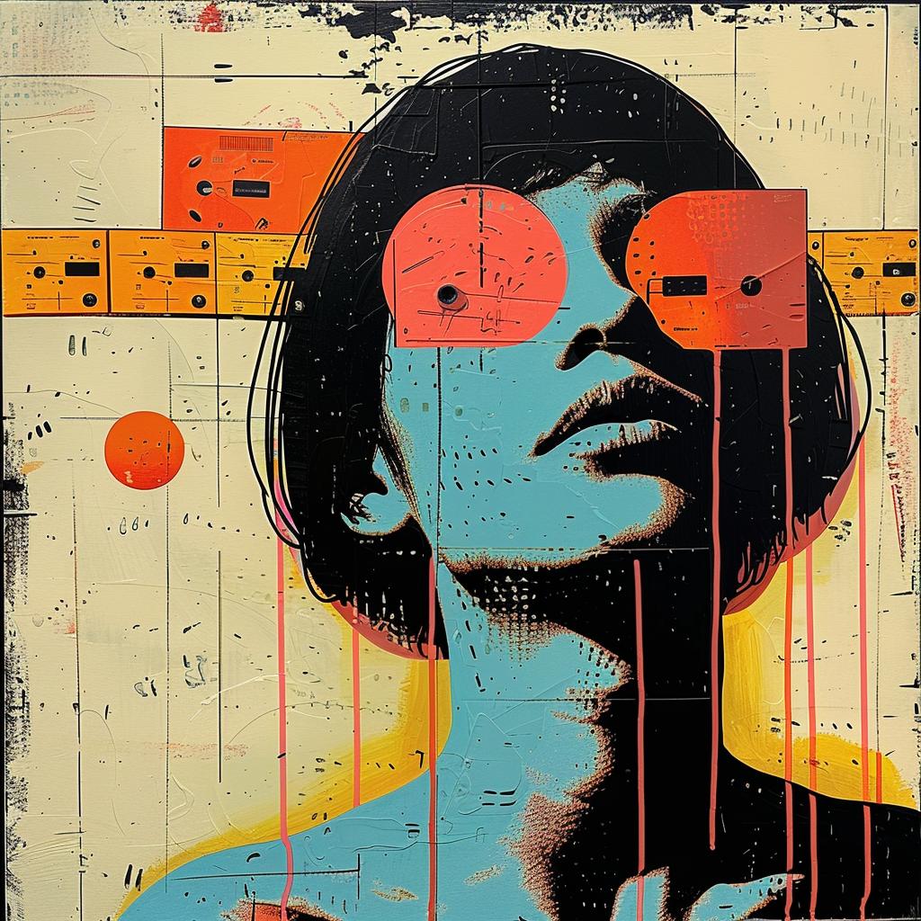 woman  red  face  orange  eyes  abstract  colorful  1980s  album  art 963523