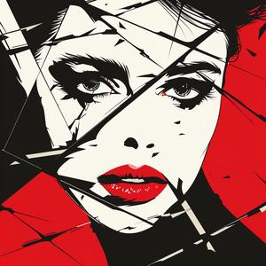 album  cover  surreal  woman  red  lipstick  broken  glass  creative  symbolist 1078213