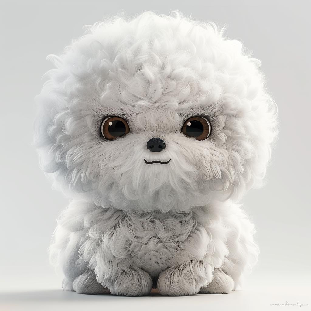 chubby  adorable  Bichon  furry  3D  plush  style  expressions  cartoon  minimalist 929555