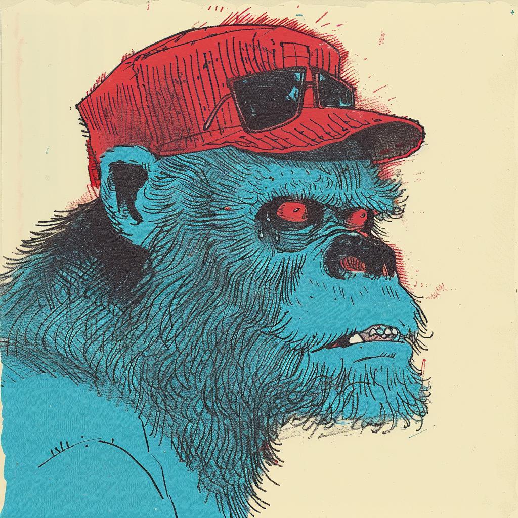 ominous  wolfman  bucket  cap  1950s  portrait  vibrant  colors  comic  art 920406