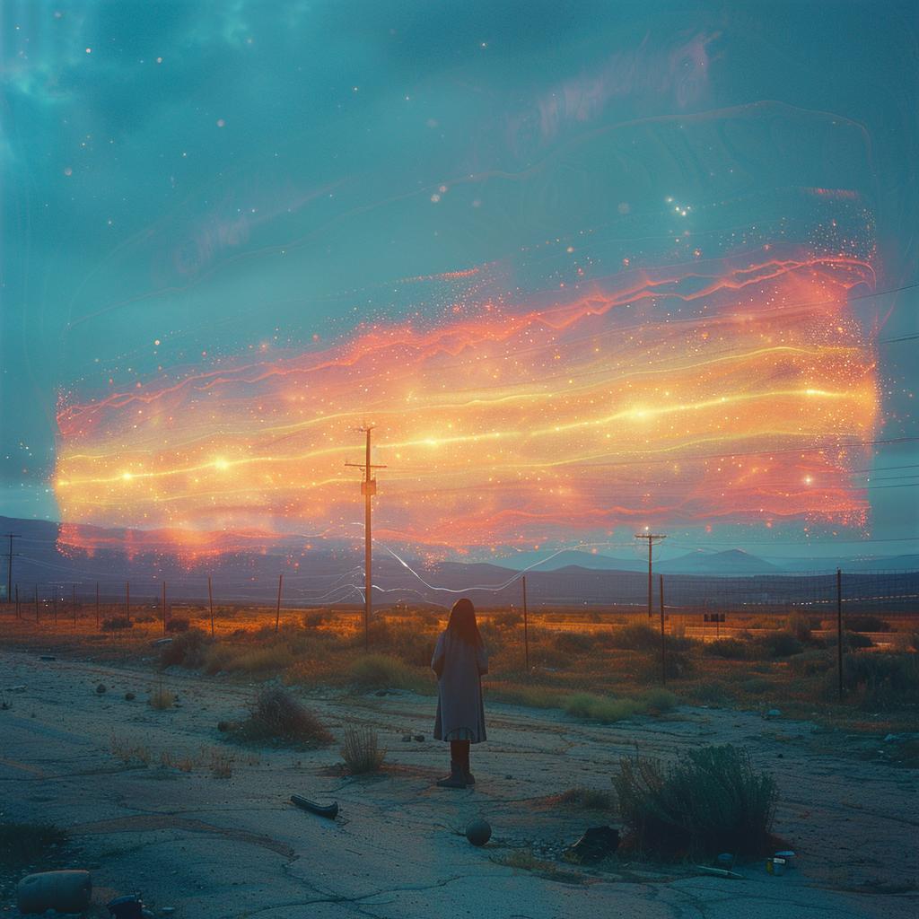 quantum  waves  surreal  glow  volumetric  desert  landscape  double  exposure  photo 1031989