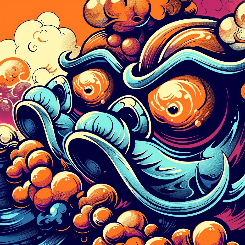 monster  illustration  gothic  dieselpunk  kaiju  bubbles  collage  Japanese  art  colorful 941569