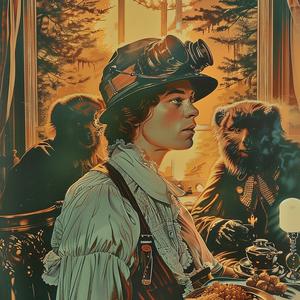 ملصق فيلم "عذراء الدب" رسم توضيحي بالألوان الحجرية، خيالي، ملون، سريالي، مفهوم 1039669
