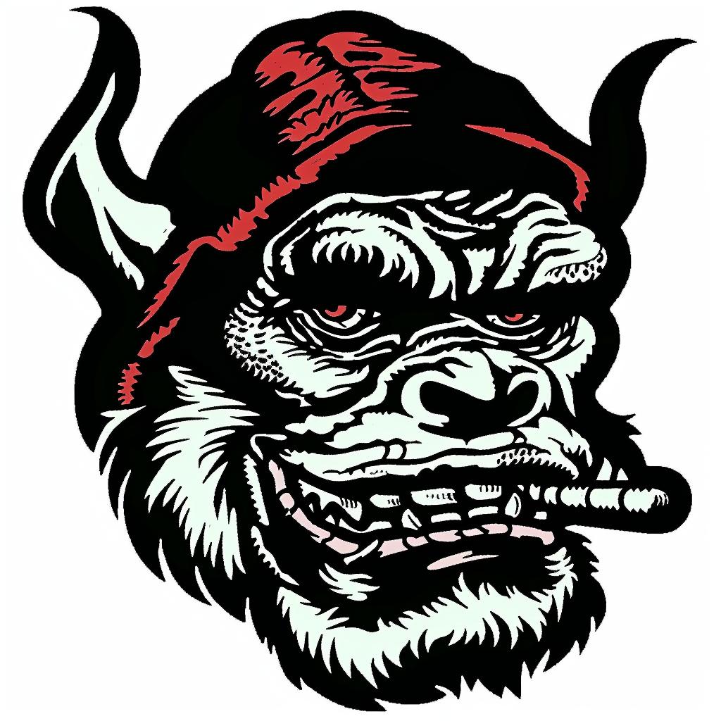 gorilla  hat  cigarette  smoking  animal  quirky  humor  cartoon  stylized  playful 939973