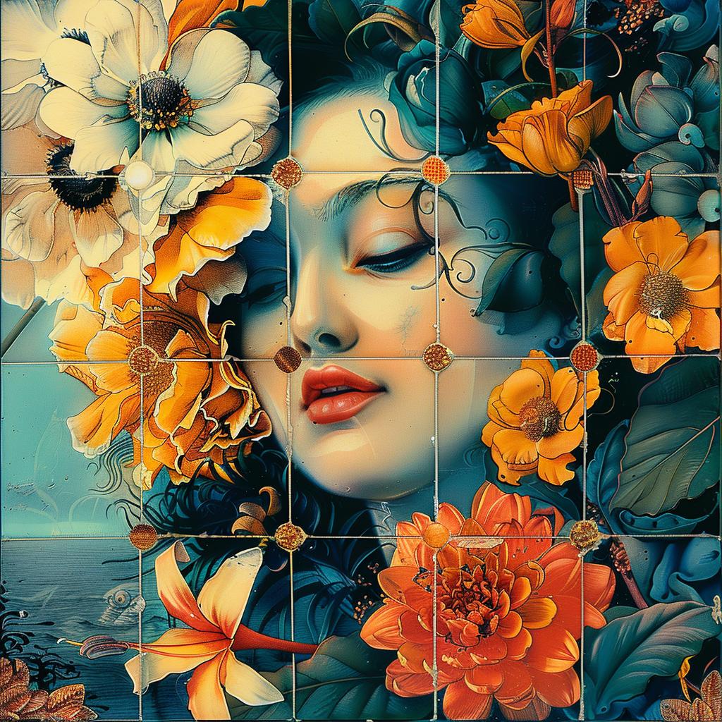woman  flowers  face  ochre  hues  nature  floral  decorative  vibrant  art 963601