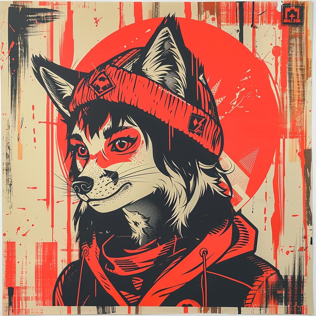 fox  art  streetwise  painting  hat  scarf  cute  colorful  character  drips 944867