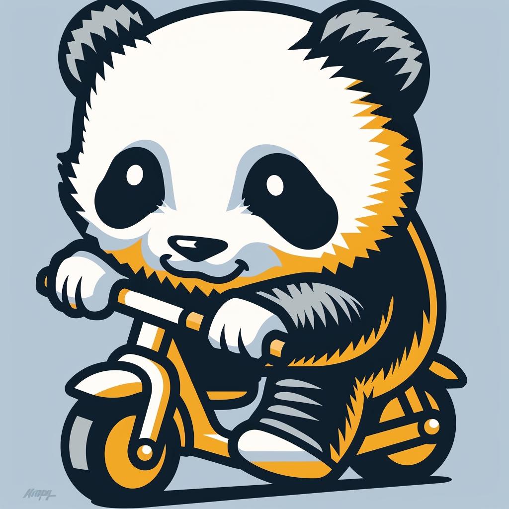 panda  scooter  happy  minimal  blue  yellow  cartoon  playful  fun  cheerful 955306