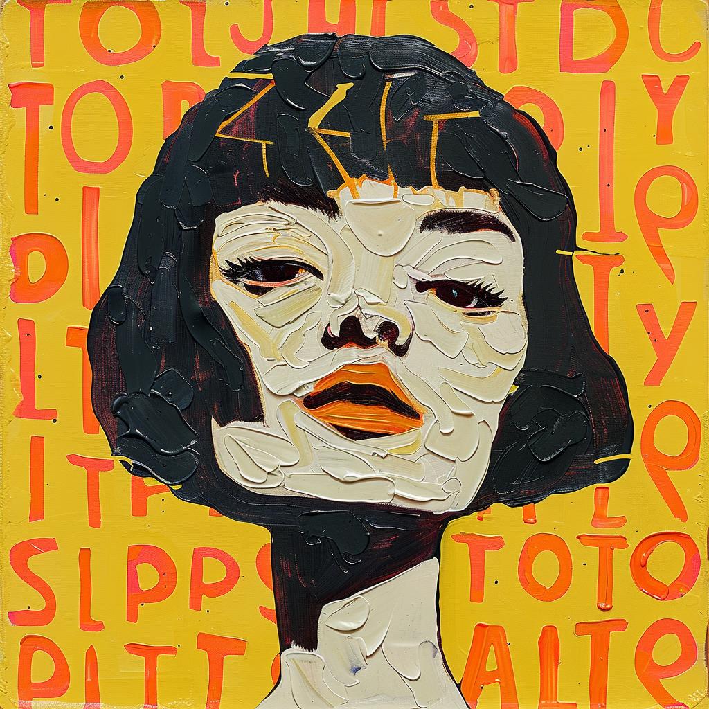 woman  encaustic  impasto  palette-knife  orange  background  art  colorful  expression  portrait 951034