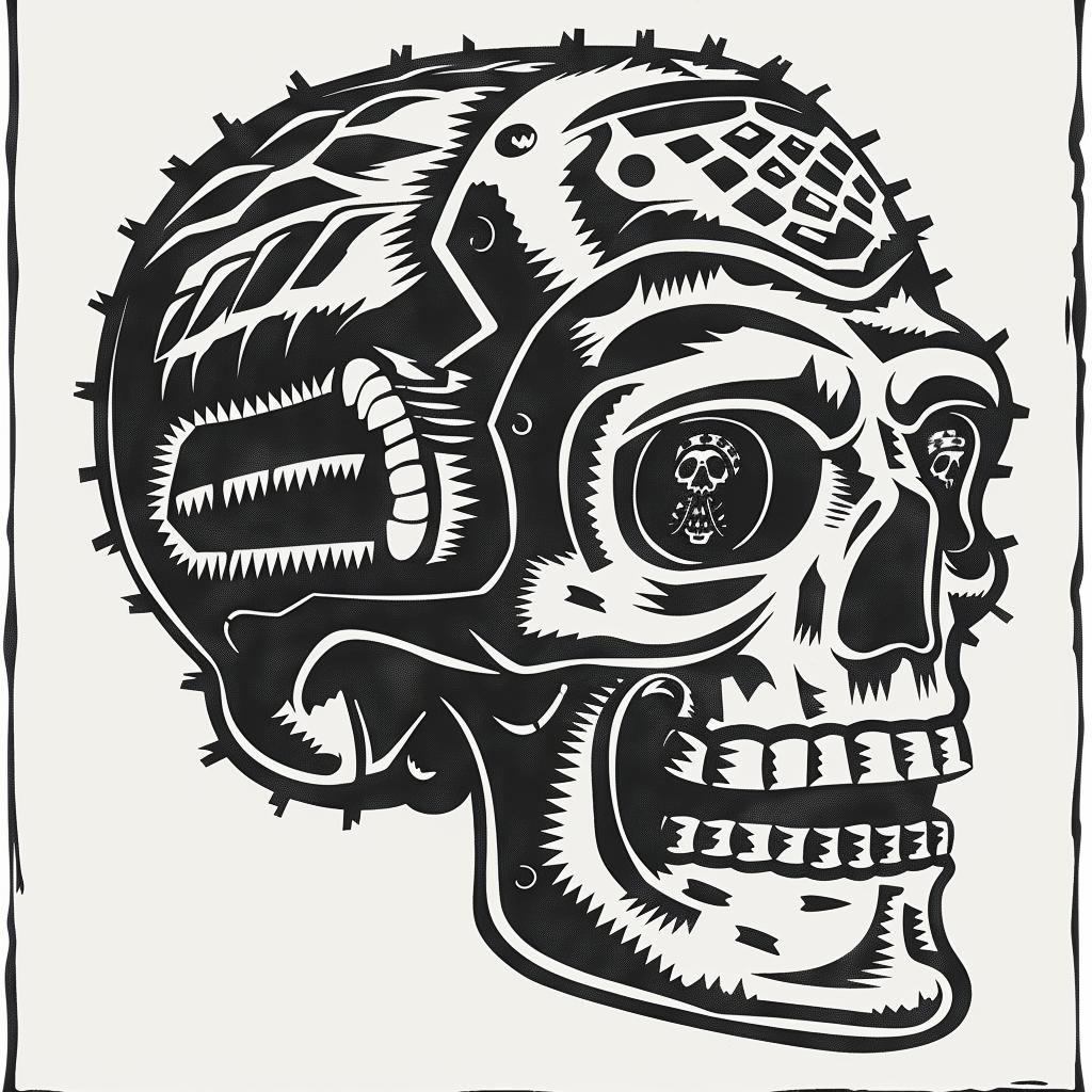 skull  spikes  vintage  cyborg  design  concept  background  art  style  head 944030