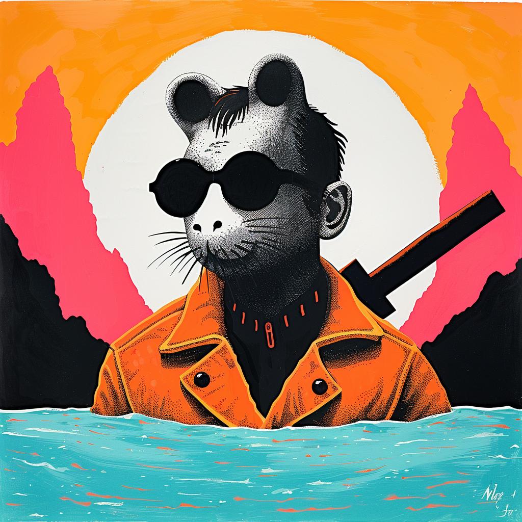 surreal  painting  mouse  sunglasses  gun  creative  art  design  playful  quirky 978069