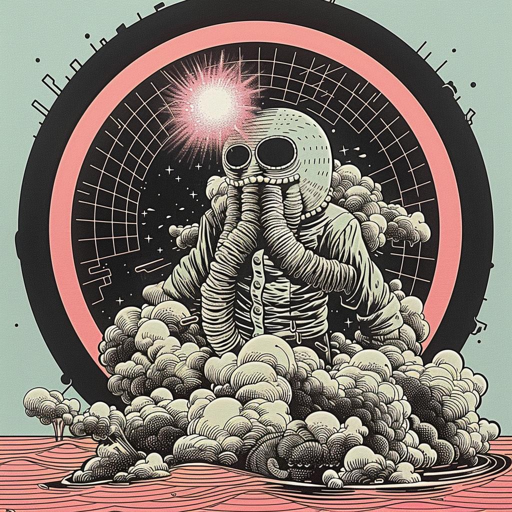 poster  skeleton  cloud  surreal  dark  japanese  lettering  whimsical  design  artwork 946509