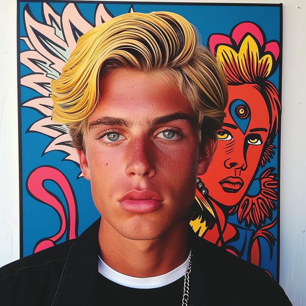 surfer  man  blonde  hair  black  jacket  young  painting  portrait  cool 973756