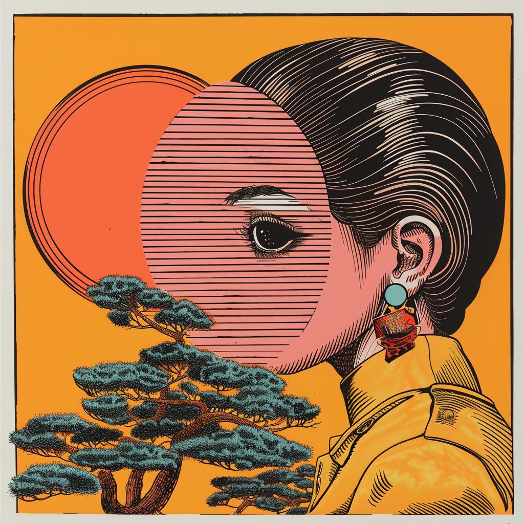 woman  face  mask  tree  background  Japanese  horror  minimalism  artwork  style 1020179