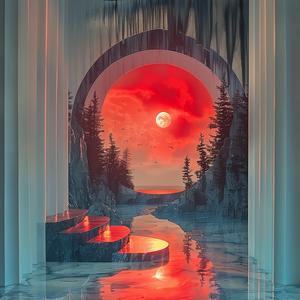 red  sun  water  landscape  morning  chromolithography  reflective  atmospheric  vibrant  nature 1039992