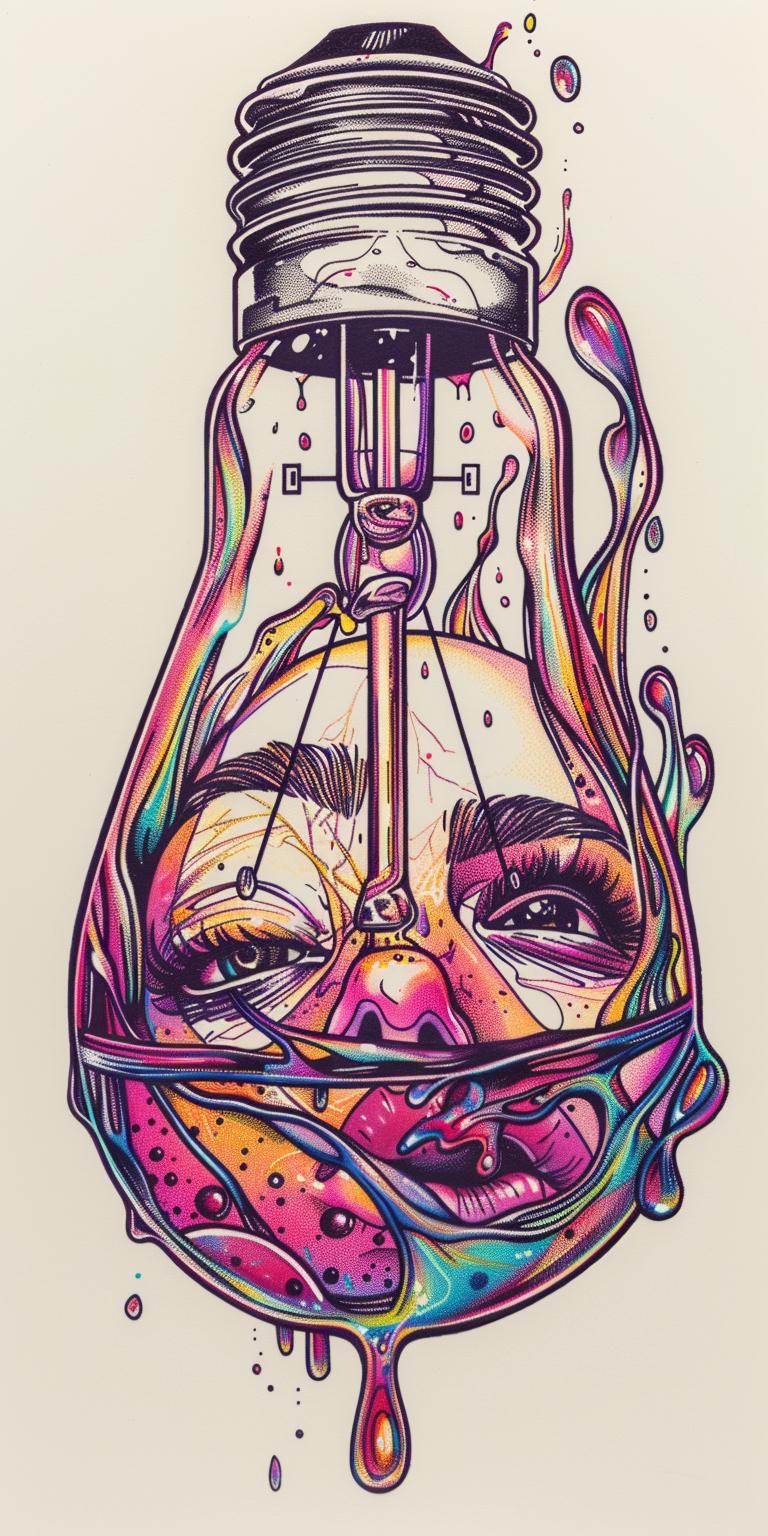 drawing  woman  face  bottle  liquid  lightbulb  surreal  artistic  drowning  intriguing 940467