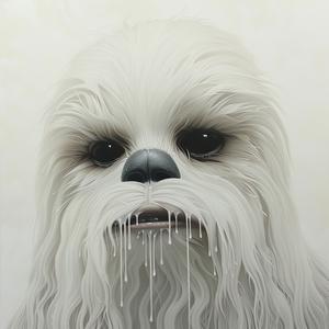 Pop  Art  chewbacca  sloth  white  fur  makeup  model  four  eyes 1073981