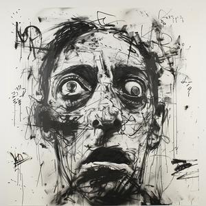 ink  painting  man  black  white  charcoal  expressive  scribbles  portrait  raw 1039194