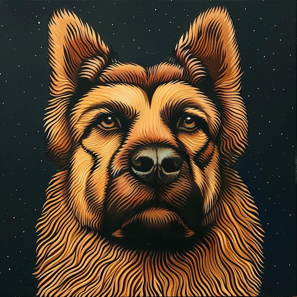 german  shepherd  dog  painting  black  background  art  canine  vibrant  portrait 962471