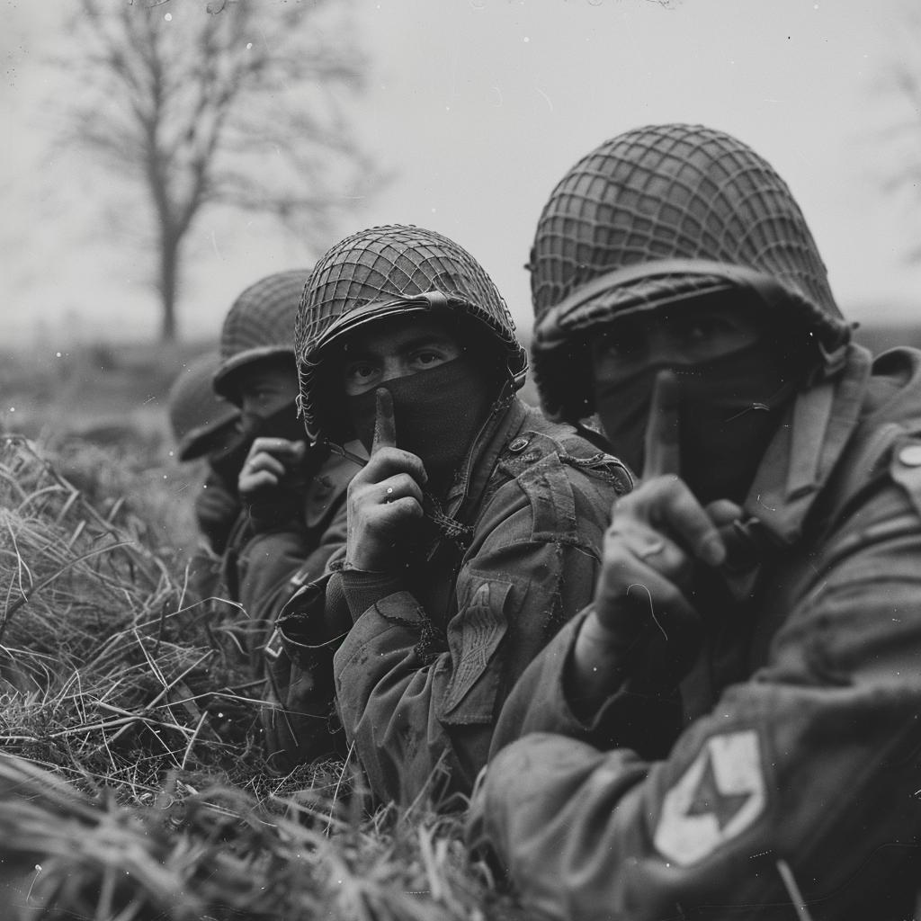 soldiers  ww2  ghostarmy  grass  gesture  silence  secret  historical  military  group 970406