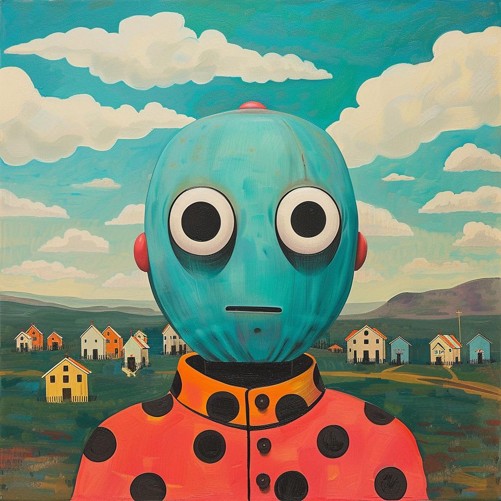 surreal  album  cover  painting  robot  polka  dots  creative  art  Joan 1017740