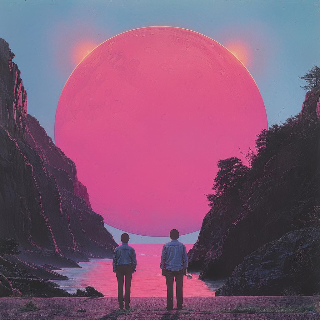 album  cover  1980s  synthwave  trippy  geometric  people  beach  pink  sun 960800
