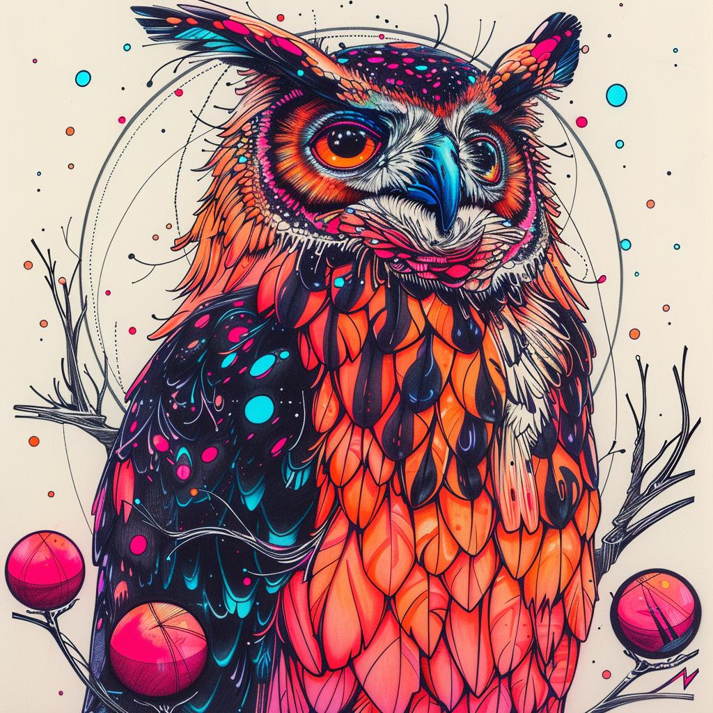owl  dots  colorful  minimal  design  abstract  artistic  whimsical  owl  nature 941424