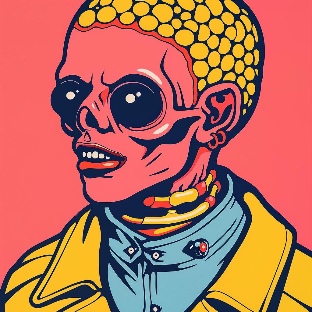 sophisticated  futuristic  horror  skull  yellow  jacket  portrait  art  unique  spooky 945507