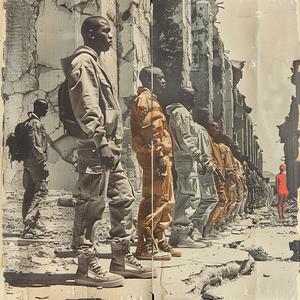 collage  surrealism  soldiers  building  advertisements  2020s  modern  photo  montage  enigmatic 1041267