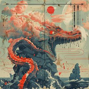 dragon  sea  canvas  print  art  chromolithography  mythical  illustration  ocean  colorful 1039509